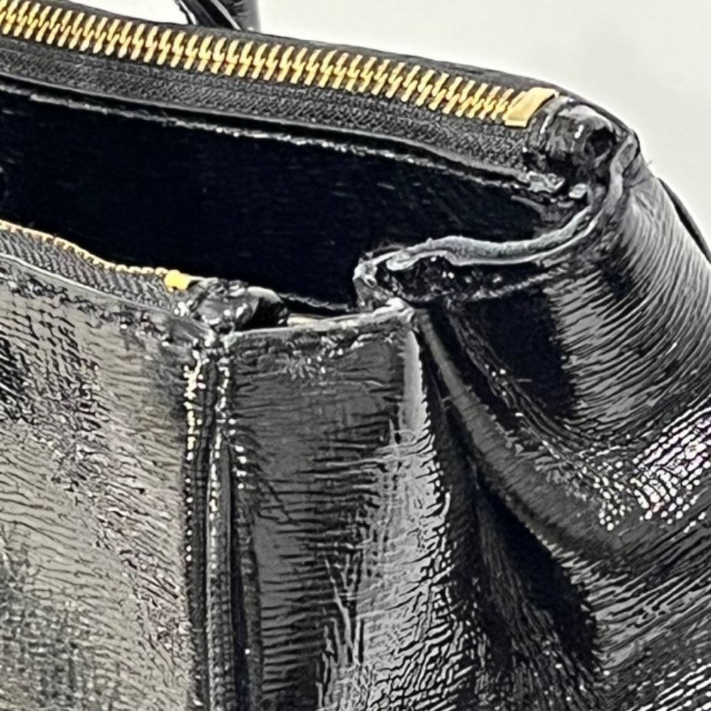 KATE SPADE New York Tri-Compartment Black Textured Patent Leather Tote - Picture 15 of 16